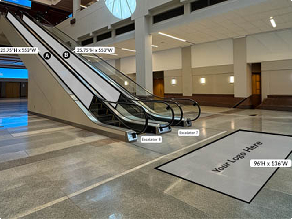 Escalator and floor cling rendering