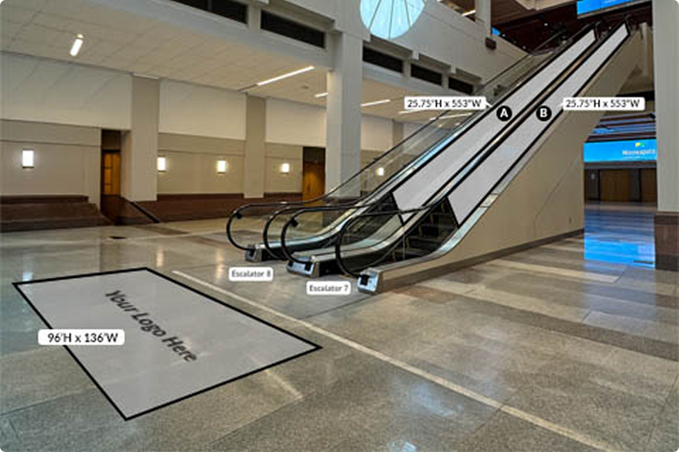 Escalator and floor cling rendering